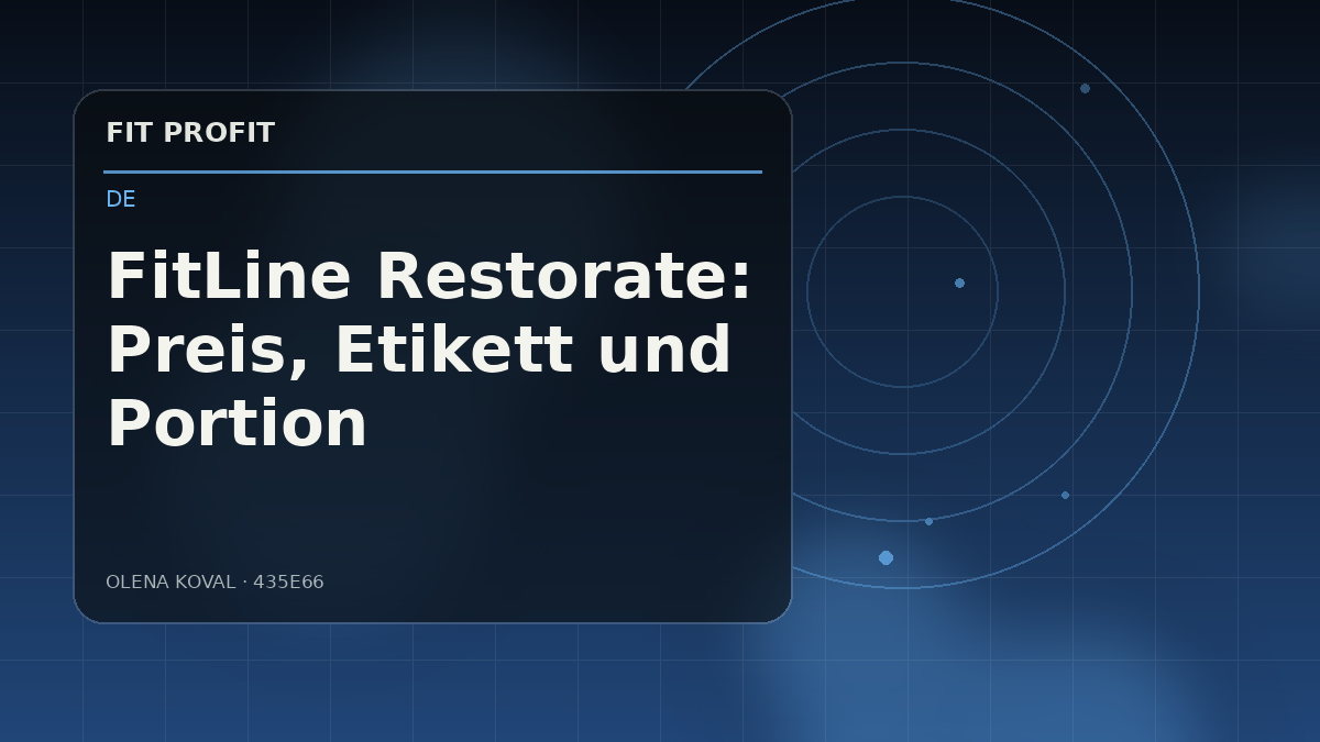 Redaktionelle Illustration: FitLine Restorate: Preis, Etikett und Portion