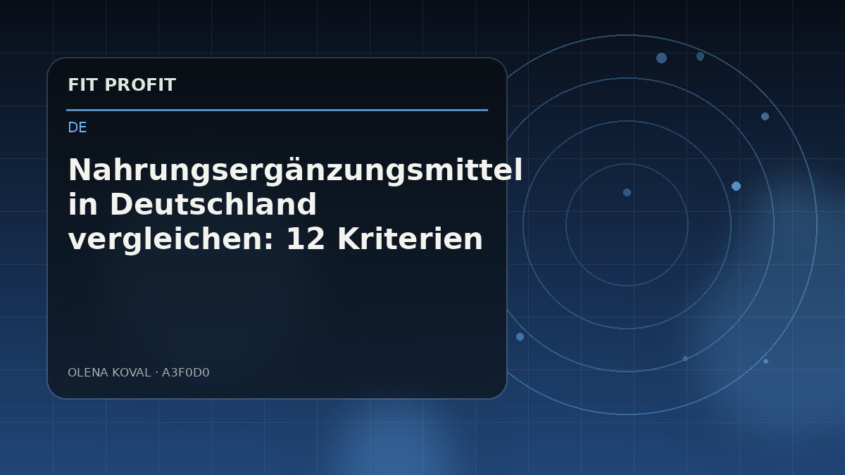 Redaktionelle Illustration: Nahrungsergänzungsmittel in Deutschland vergleichen: 12 Kriterien
