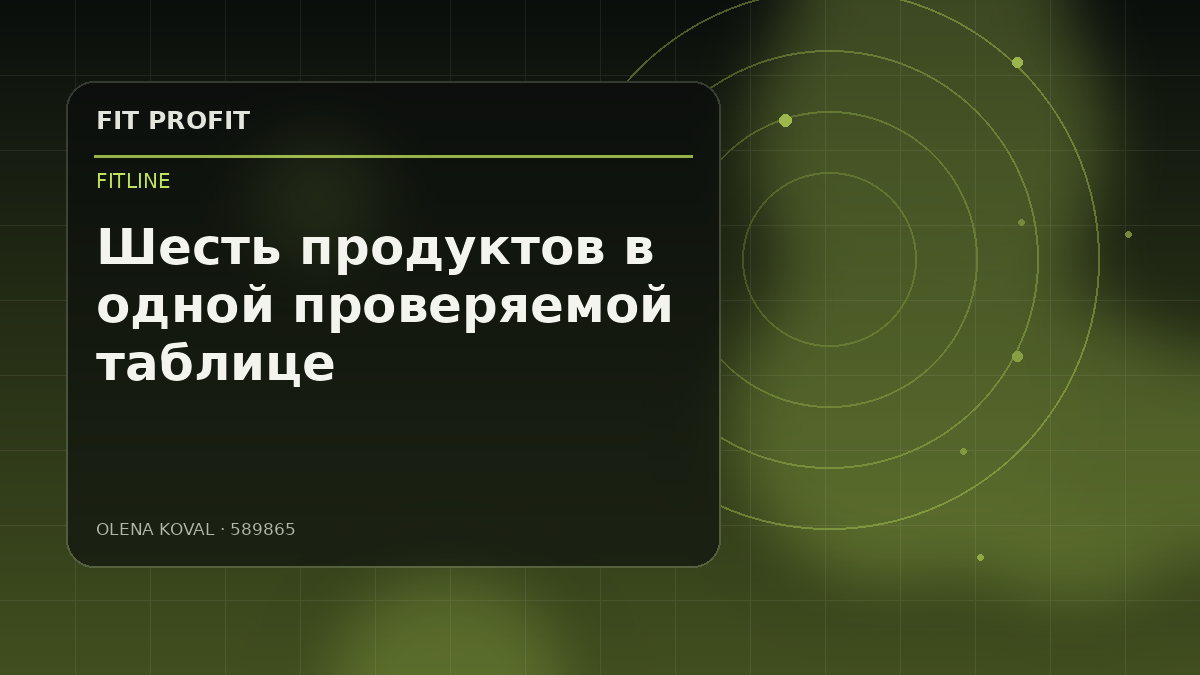 Редакционная иллюстрация: Шесть продуктов в одной проверяемой таблице