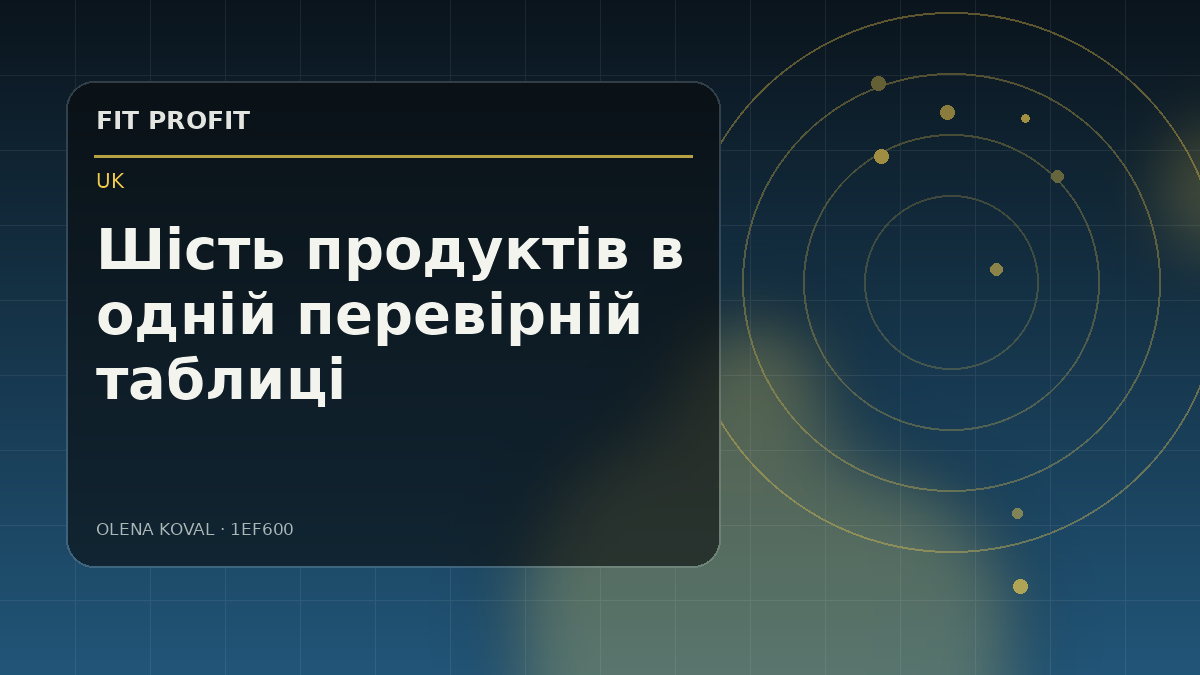 Редакційна ілюстрація: Шість продуктів в одній перевірній таблиці
